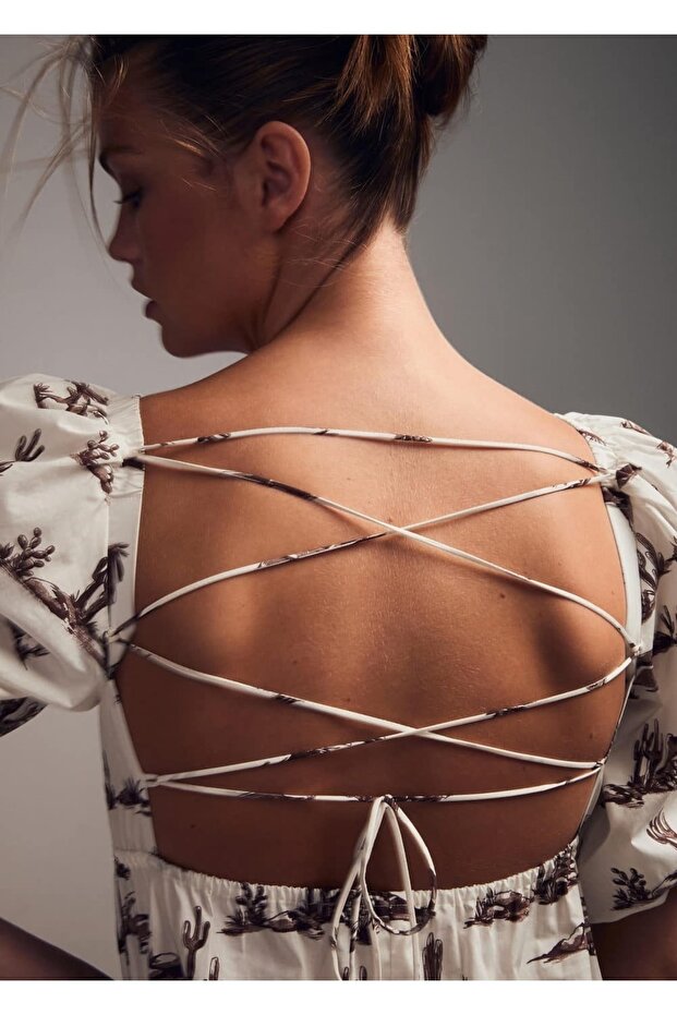 Desenli Pamuklu Elbise - 7