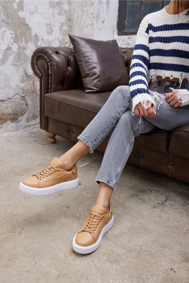 Janıska Women's Nude Genuine Leather Eva Sole Sneaker