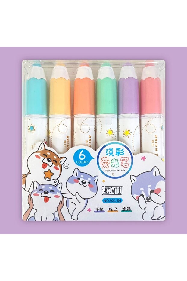 Colorful Highlighters with Fun Characters (Pack of 6) - 1