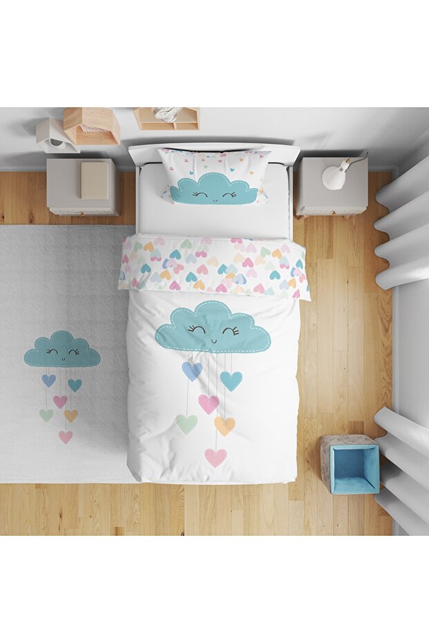 Children's Room Digital Printed Single Duvet Cover Set Without Sheets 160X220Cm with Rainbow Figure