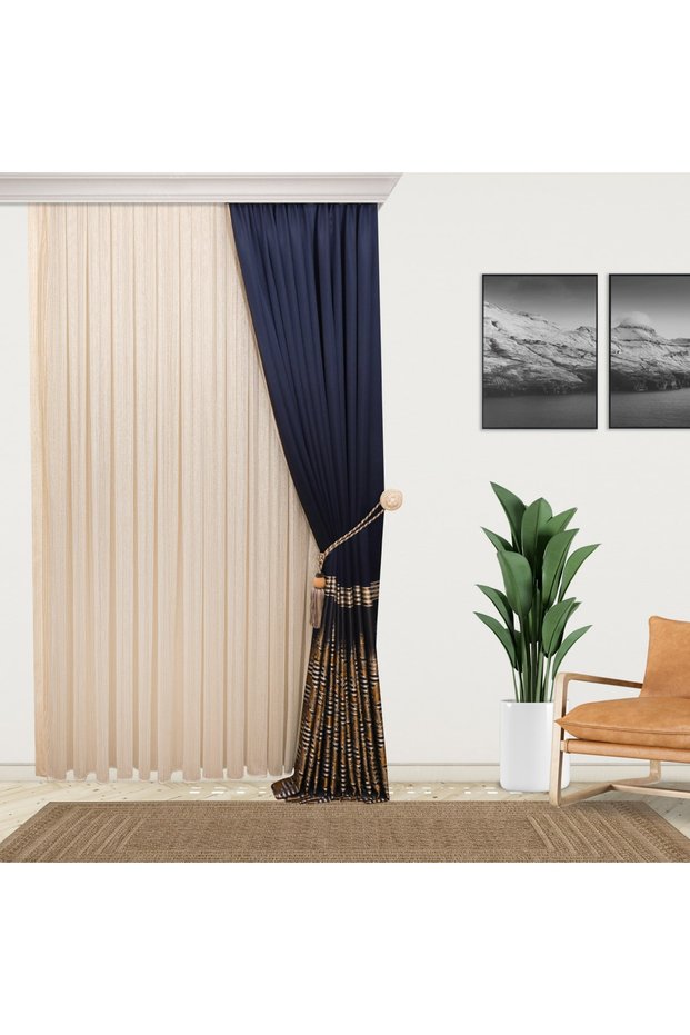 New Model Gold Striped Wrinkle-Free Skirts, Pleatless Latest Fashion Tulle Curtain