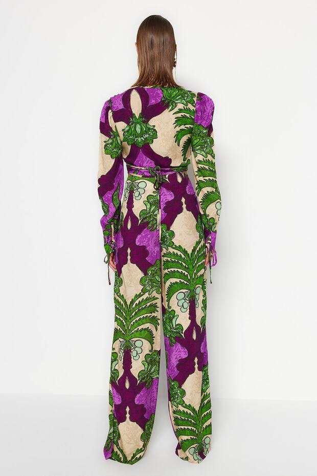 Tropikalny wzór Tkanina plażowa Wysoki stan Bluza-spodnie TBESS23AU00103 - 6