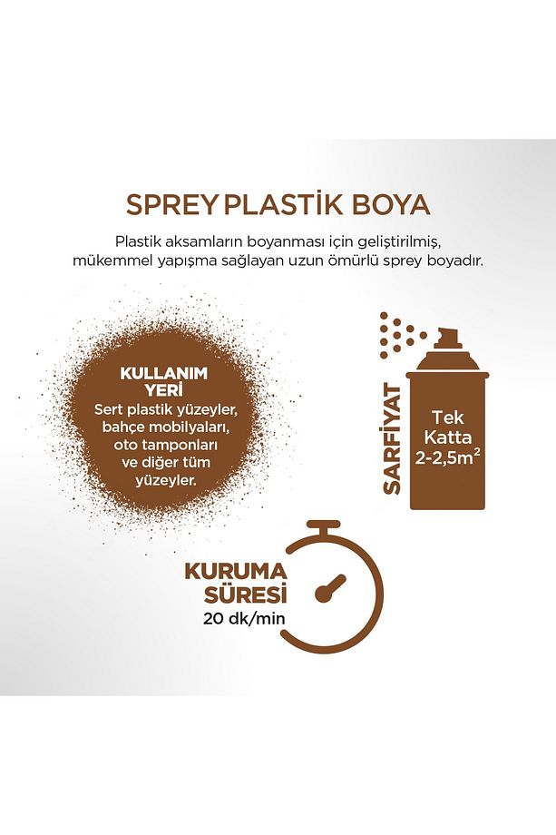 Plastik Yüzey Açık Kahve Sprey Boya 400 Ml - 2