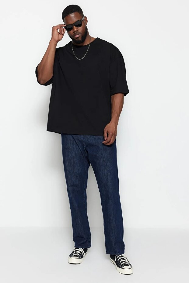 Siyah Büyük Beden Oversize/Geniş Kesim Rahat Çiçek Baskılı %100 Pamuklu T-Shirt TMNSS23TS00136 - 11
