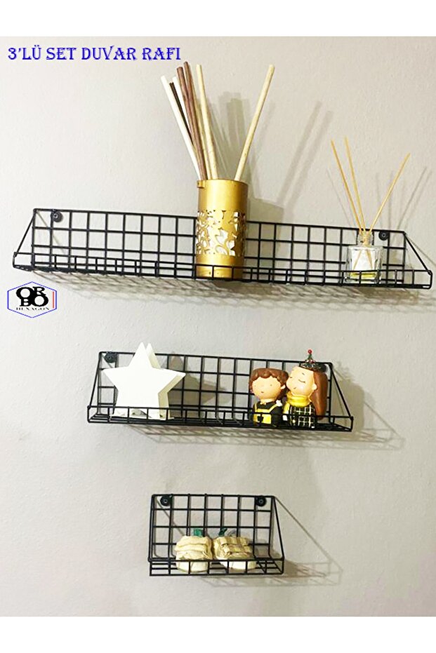 -tel Duvar Rafı 3lü Set