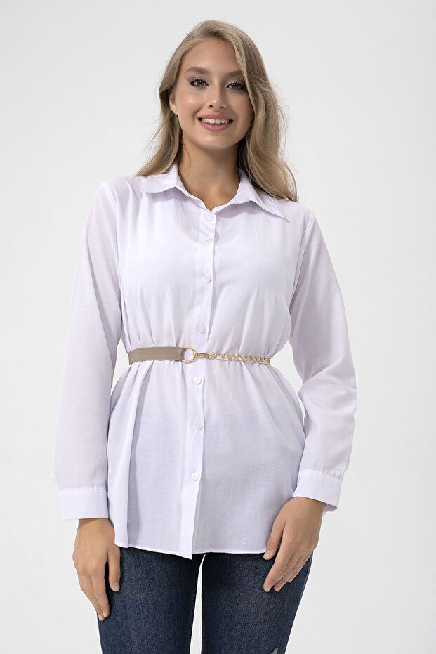 Thin Elastic Women's Belt with Chain, Coat Belt, Shirt Belt, Dress Belt