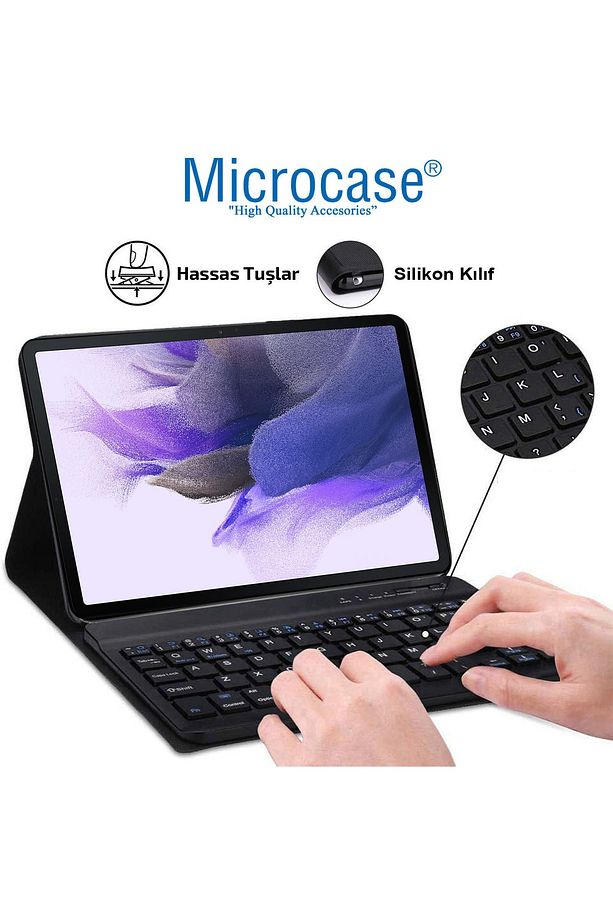 Samsung Galaxy Tab S7 Fe Sm-t733 12.4 Inch Uyumlu Tablet Bluetooth Klavye Mouse Standlı Kılıf - Bkk6 - 3