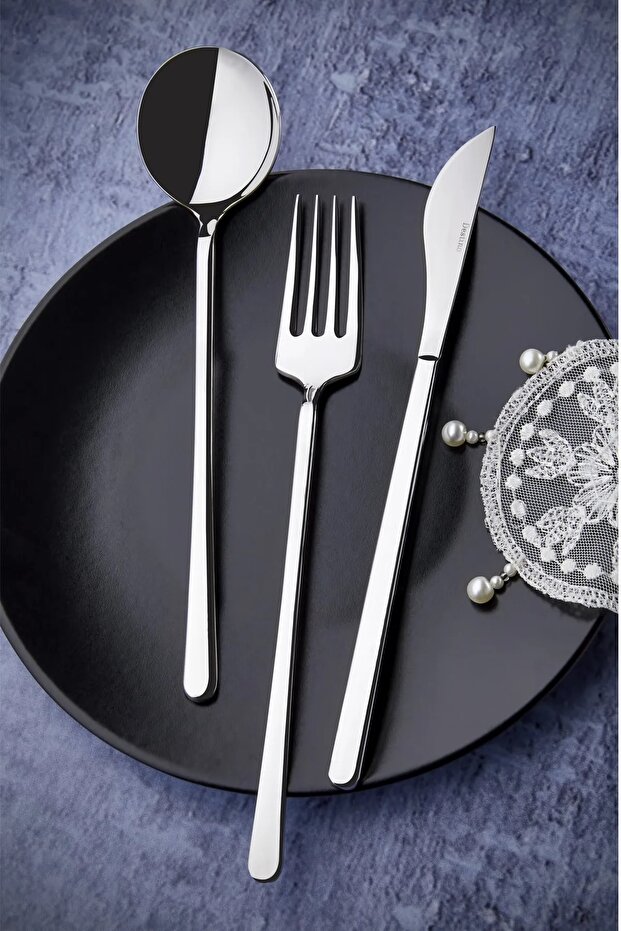 Milano Simple 72 Pieces 12 Person Fork Spoon Knife Set with Deluxe Box