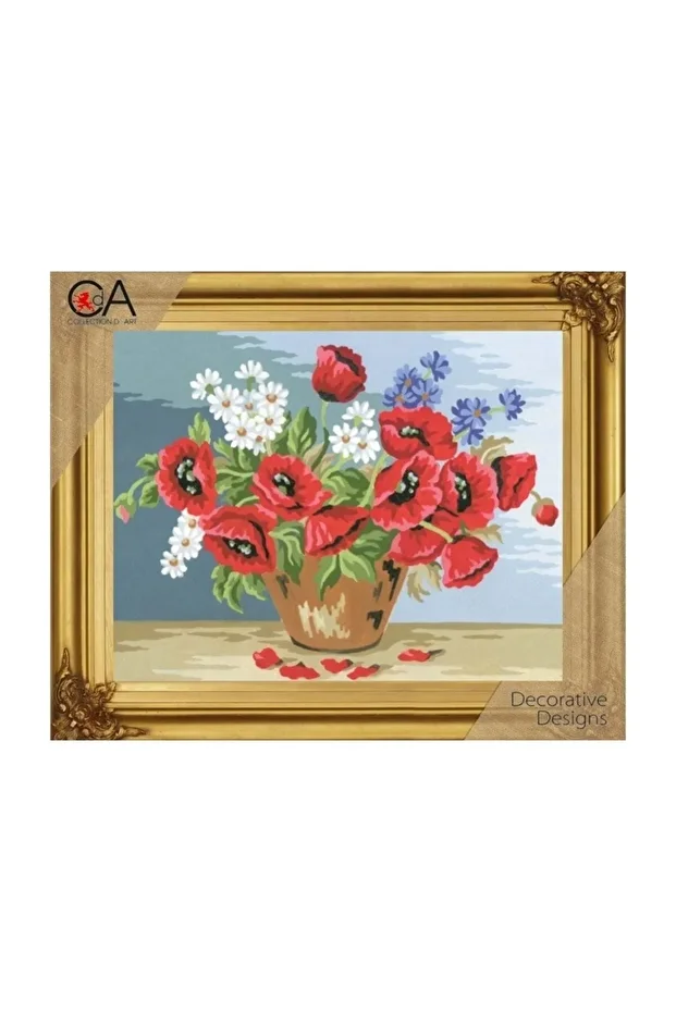 Kanaviçe Etamin Goblen - Collection D Art - 30x40 - Papatyalar Ve Gelincikler 6116k - 1