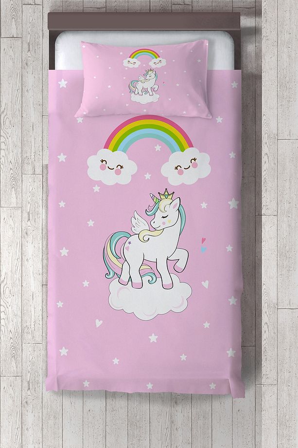 Unicorn Desenli Çocuk Odası Yatak Örtüsü Tlay-170 - 1