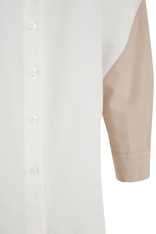 Ecrufarbenes, gewebtes Boyfriend-Hemd in Colour-Block-Optik mit weitem Schnitt TWOSS23GO00393 - 9