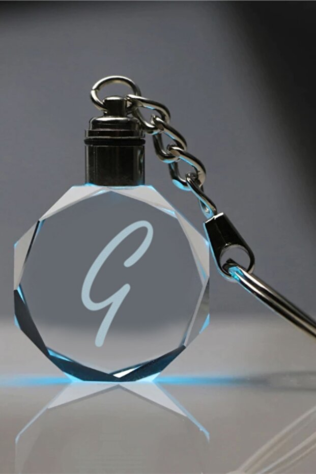 Letter G Keychain, Letter Keychain, Glass Engraved Keychain