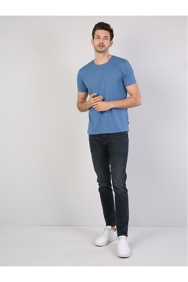 Regular Fit Bisiklet Yaka Örme Erkek Kısa Kol Tişört - 3