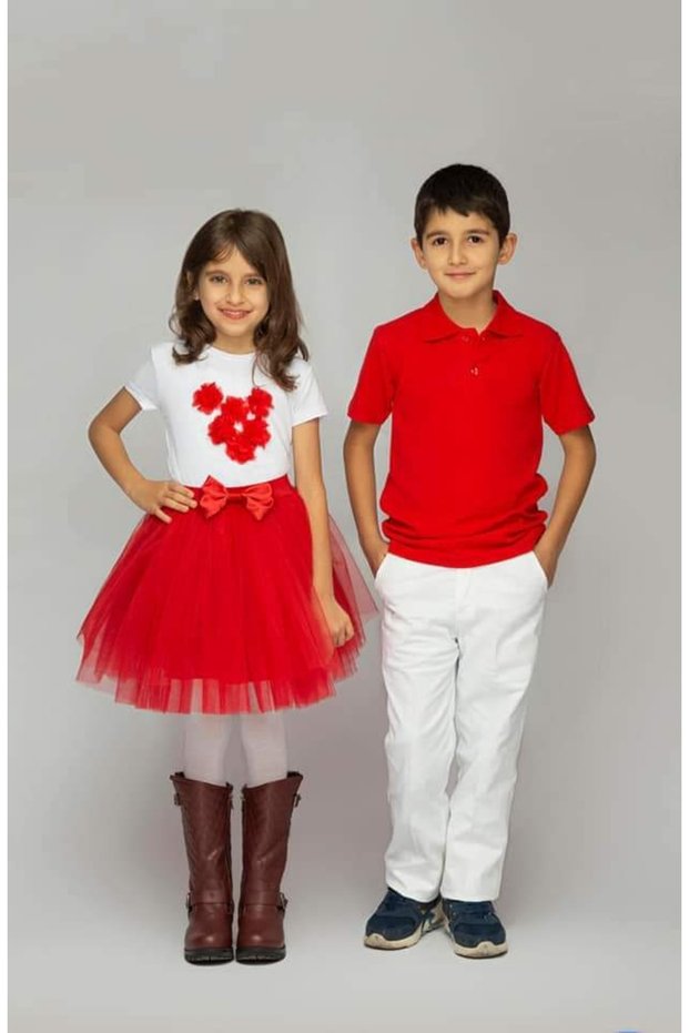 Show Clothes Couple Set April 23 Red Set Girl Boy Combination Double