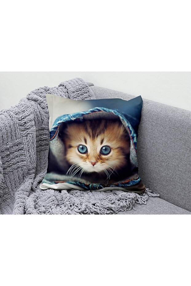 Double Sided 3D Digital Printed Pillow Cover with Cute Cat Pattern