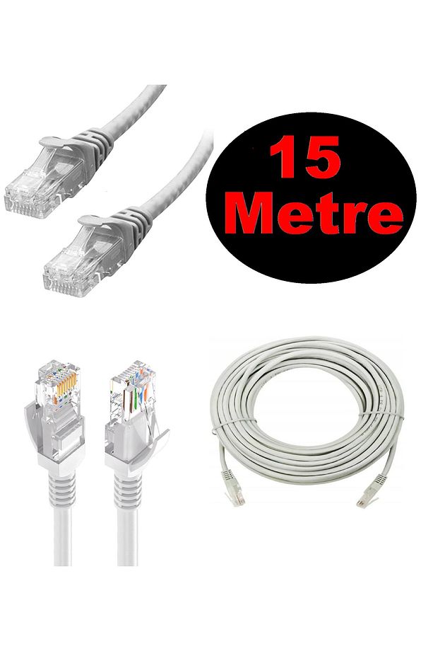15 Metre Lan Ethernet Kablosu Bilgisayar Modem Internet Rj45 Patch Adsl Modem Kablosu - 1