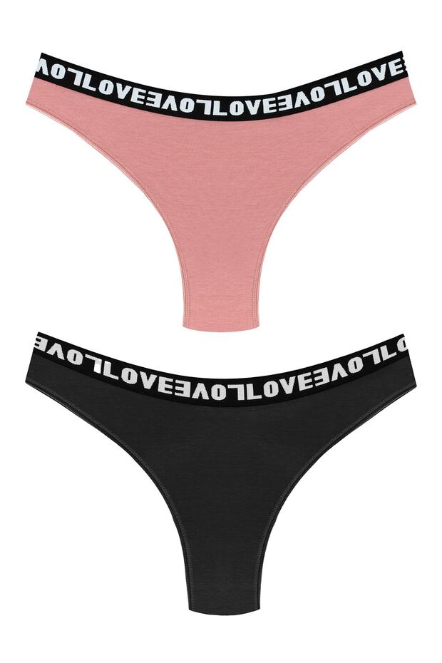 2-Piece Love Elastic Brazilian Women's Panties