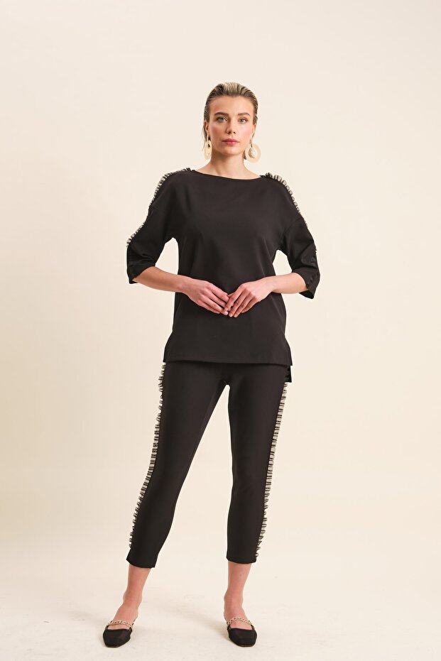 Fırfır Şeritli Bluz - 1