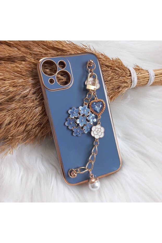 Floral stone inlaid handheld laser case compatible with iphone 13