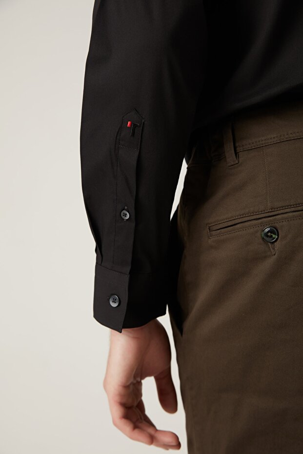 Slim Fit Siyah Gömlek - 3