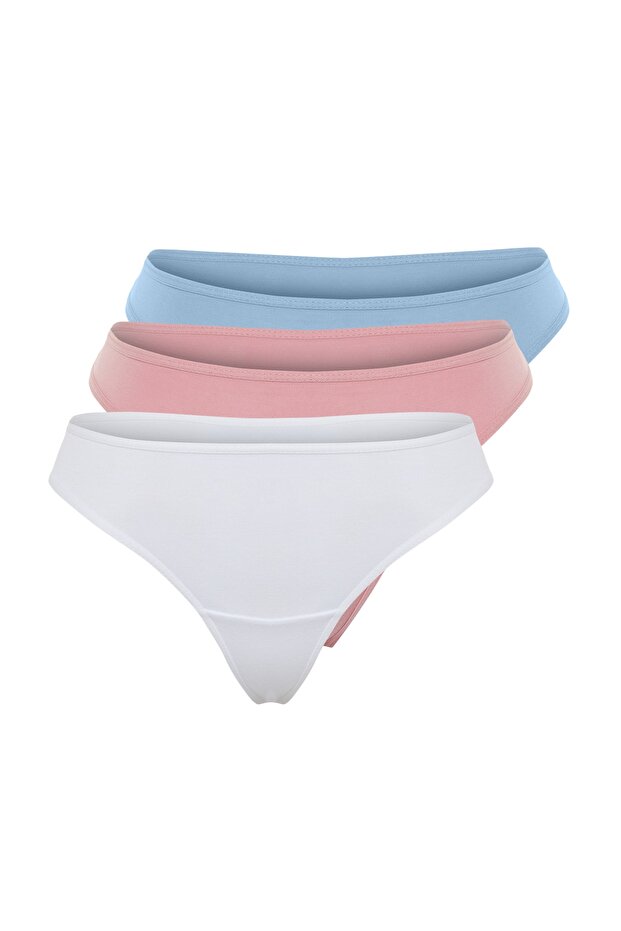 Çok Renkli 3'lü Paket Pamuklu Tanga Örme Külot THMSS21KU0135 - 9