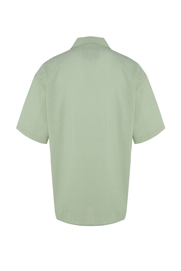 Yeşil Oversize Fit Yazlık Pamuklu Gömlek TMNSS23GO00080 - 8