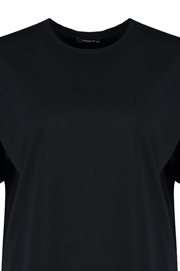 Siyah Bisiklet Yaka Sırt Baskılı %100 Pamuk Örme T-Shirt TBBSS23BF00024 - 8