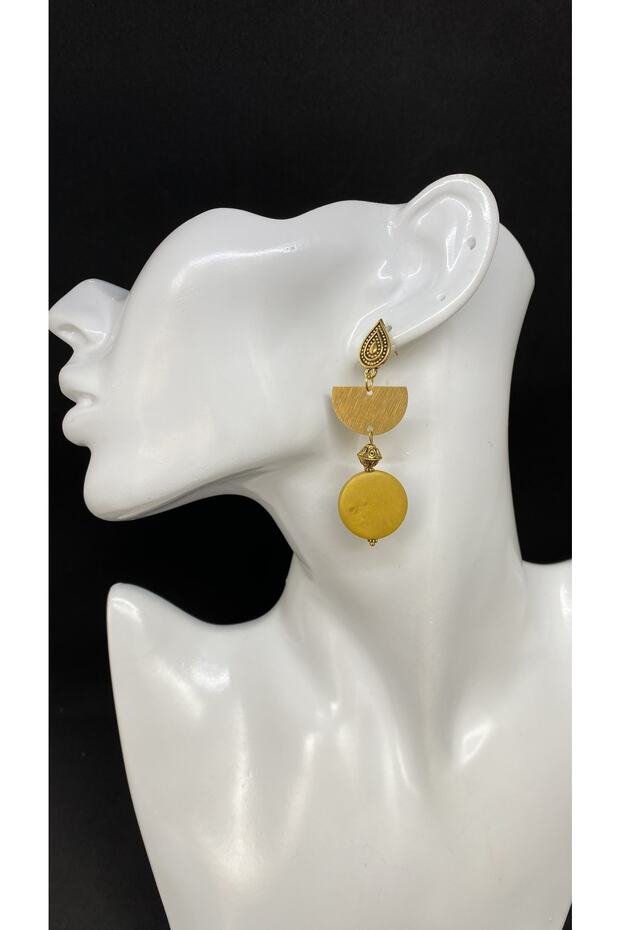 Handmade Ethnic Lacquer Finish Wood Bead Women Earrings