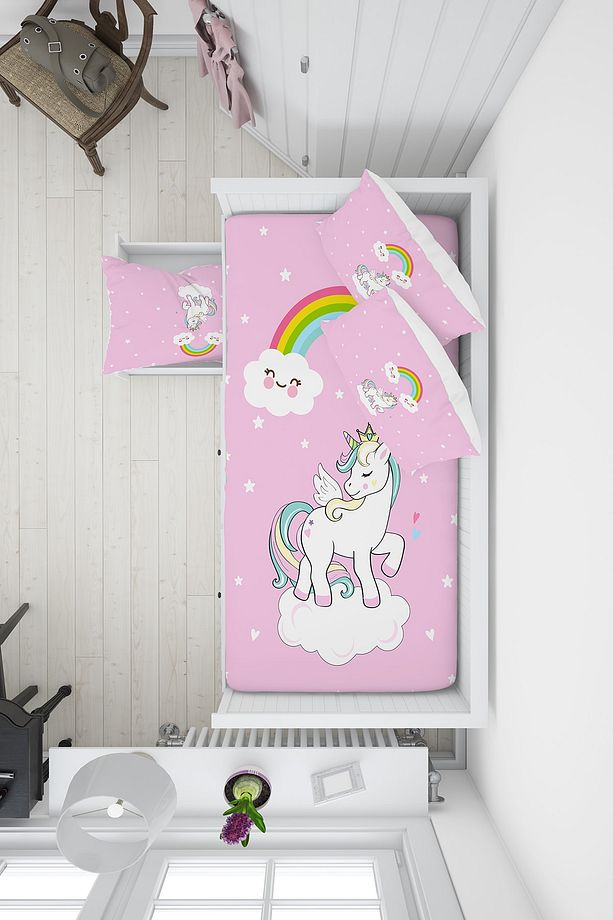 Unicorn Desenli Çocuk Odası Yatak Örtüsü Tlay-170 - 2