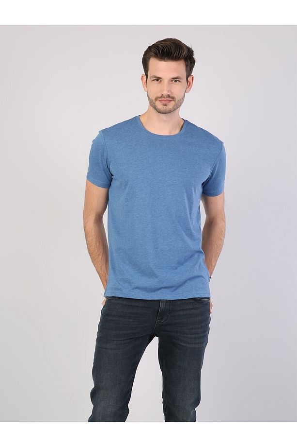 Regular Fit Bisiklet Yaka Örme Erkek Kısa Kol Tişört - 4