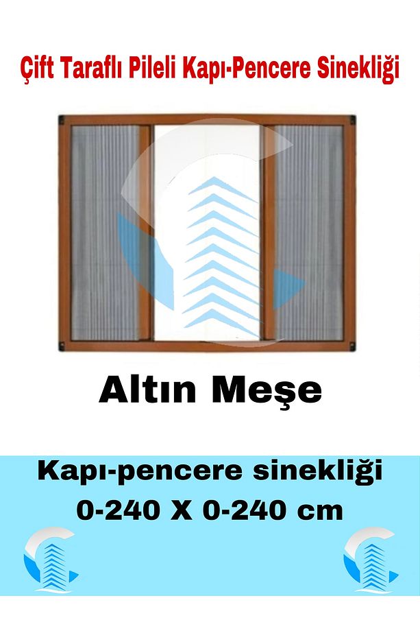 Pileli Plise Sürgülü Akordiyon Katlanır Double-çift Kanat Pencere-kapı Sinekliği - 2