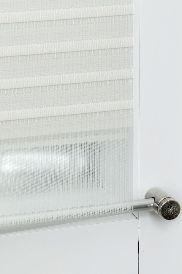 Kapı Ve Pencere Üstü Metal Rustikli Venti Ekru Açık Krem Plise Zebra Perde 2609 - 4