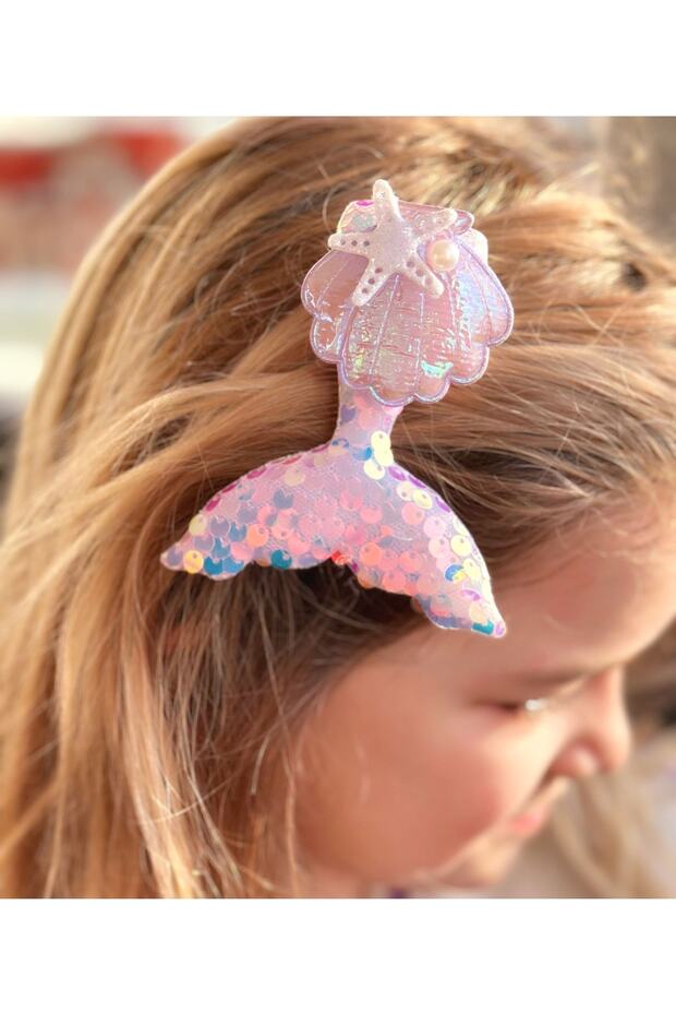 Trend Giant Large Shiny Pearlescent Sequin Glitter Mermaid Tail Shell Star Metal Collar Side Buckle