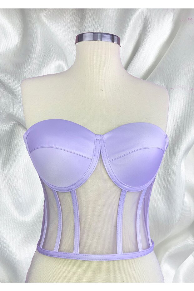 مشد شفاف من Underwire بوستير أرجواني