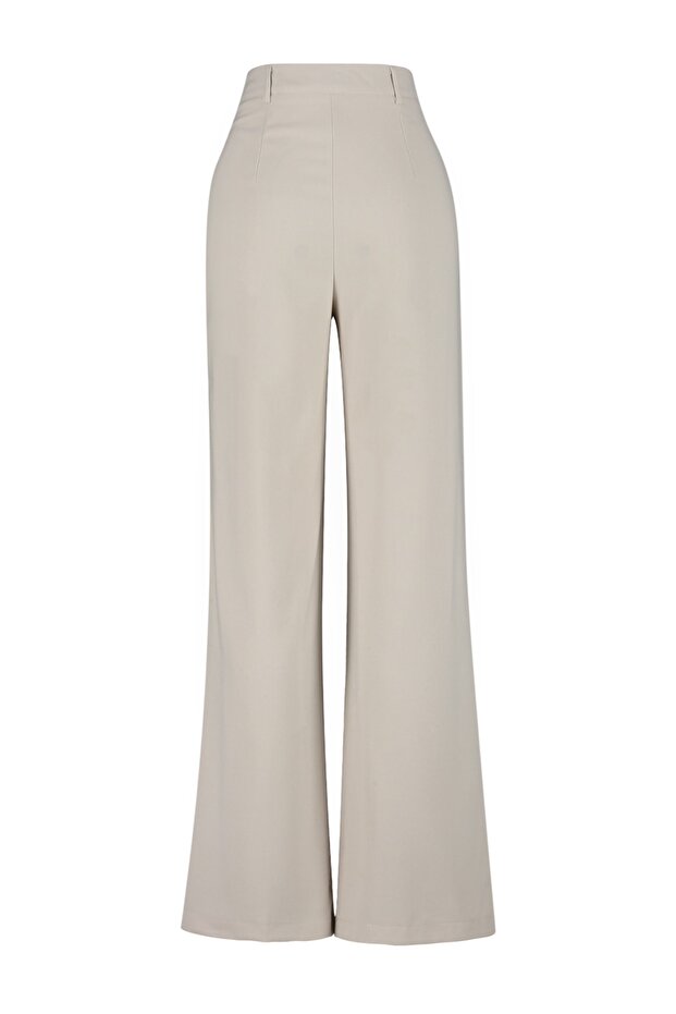 Bej Wide Leg/Geniş Paça Yüksek Bel Dokuma Kumaş Pantolon TWOSS23PL00314 - 13