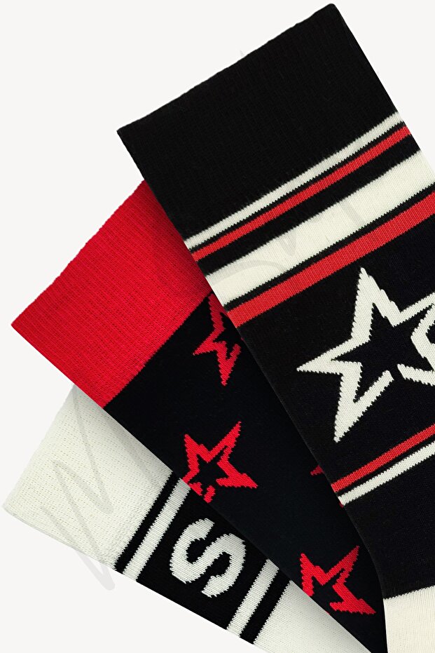 عبوة من 3 جوارب تزلج بنقشة نجوم - 3