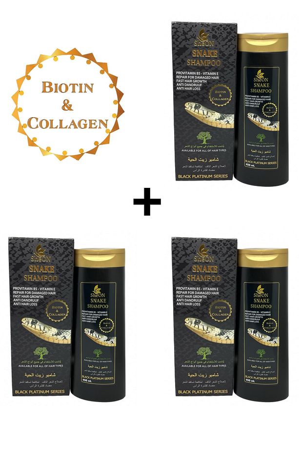 3 Adet - Snake Shampoo - Yılan Yağı Şampuanı - Biotin Ve Collegen Şampuanı - 1