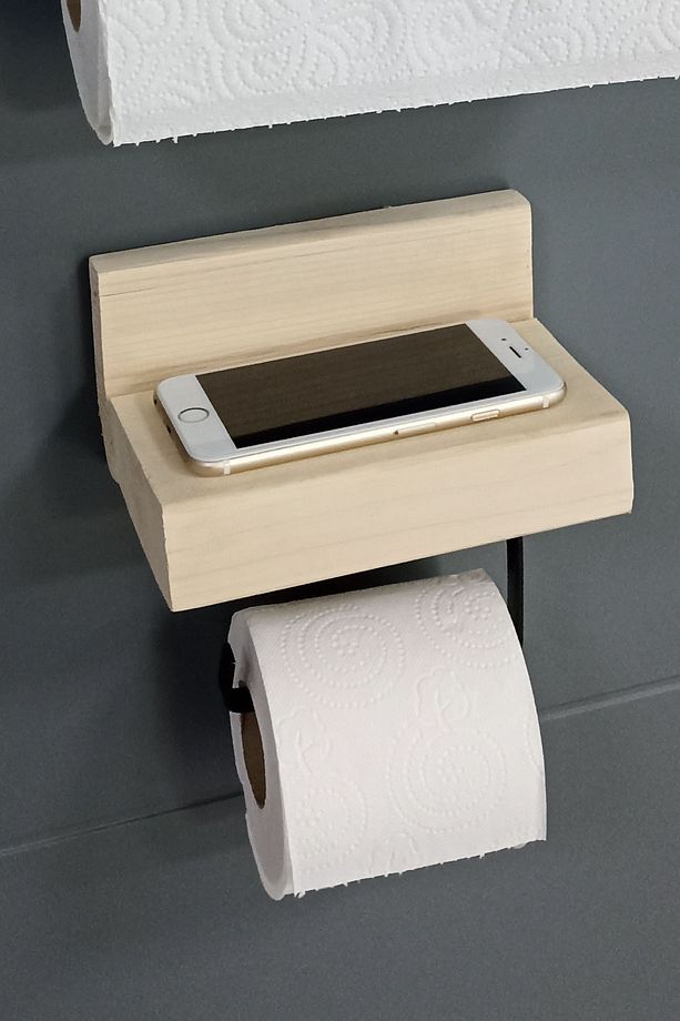 Dekoratif Ahşap Wc Kağıtlık Metal Tuvalet Kağıt Ahşap Tuvalet Kağıdı Askısı Ahşap Banyo Duvarraf 2li - 2