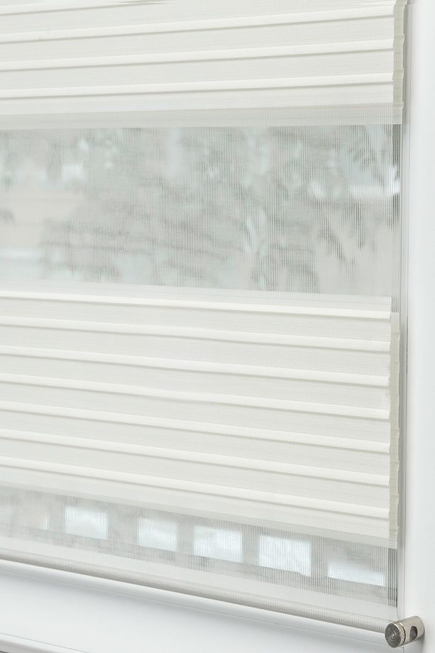 Kapı Ve Pencere Üstü Metal Rustikli Venti Ekru Açık Krem Plise Zebra Perde 2609 - 3