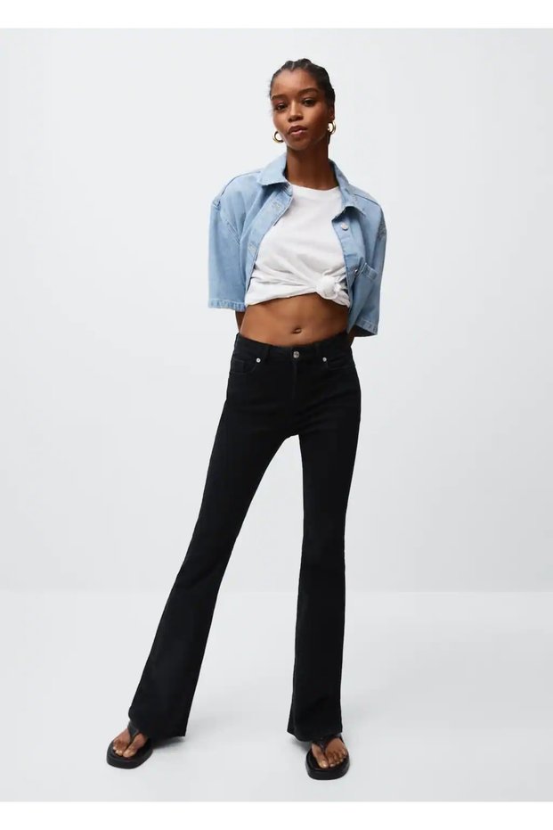 Tuf Black High Waist Flare Jeans Colorfast Spaghetti Jeans