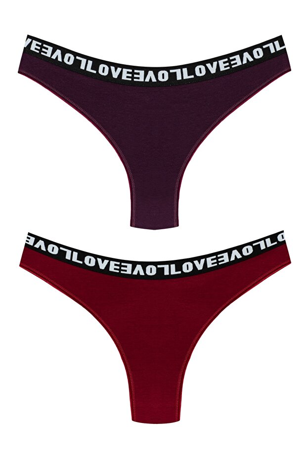 2-Piece Love Elastic Brazilian Women's Panties