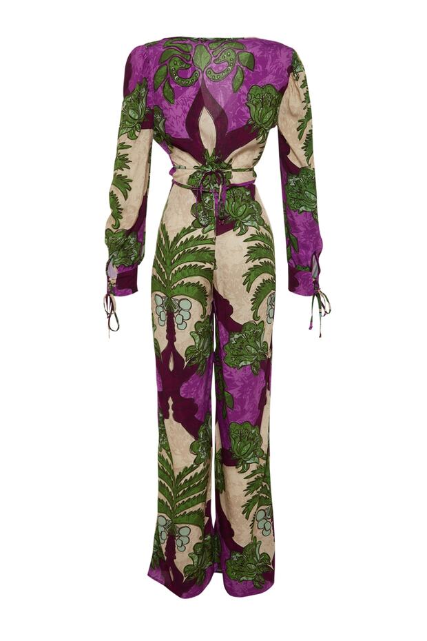 Tropikalny wzór Tkanina plażowa Wysoki stan Bluza-spodnie TBESS23AU00103 - 8