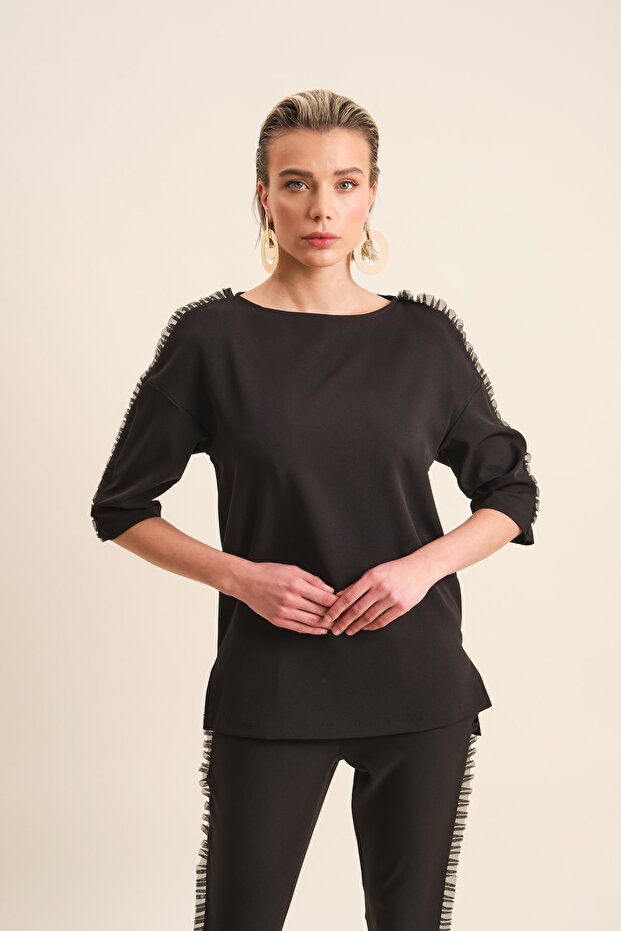 Fırfır Şeritli Bluz - 3