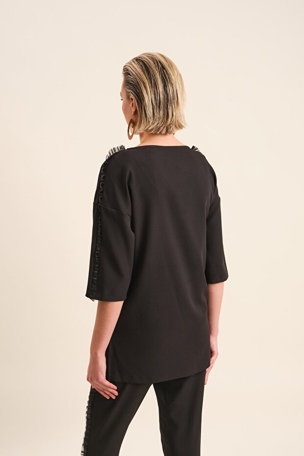 Fırfır Şeritli Bluz - 4