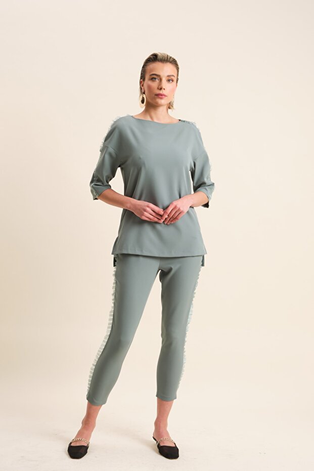 Fırfır Şeritli Bluz - 1