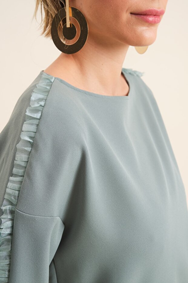 Fırfır Şeritli Bluz - 4