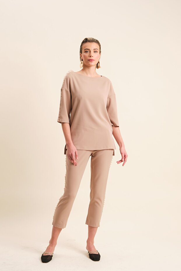 Fırfır Şeritli Bluz - 1