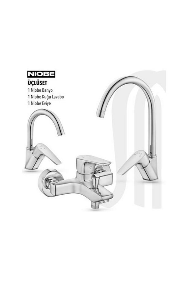 E.c.a Nıobe Banyo, Nıobe Eviye, Nıobe K. Lavabo Bataryası Üçlü Set - 1
