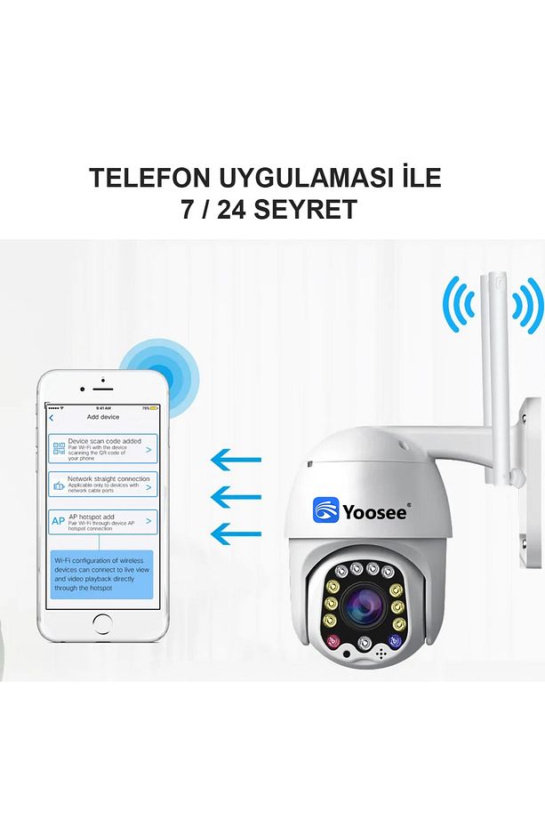 Wifi Ip Kamera 360+çift Anten+1080p Speed Dome Ptz 2mp 4x Zoom - 4