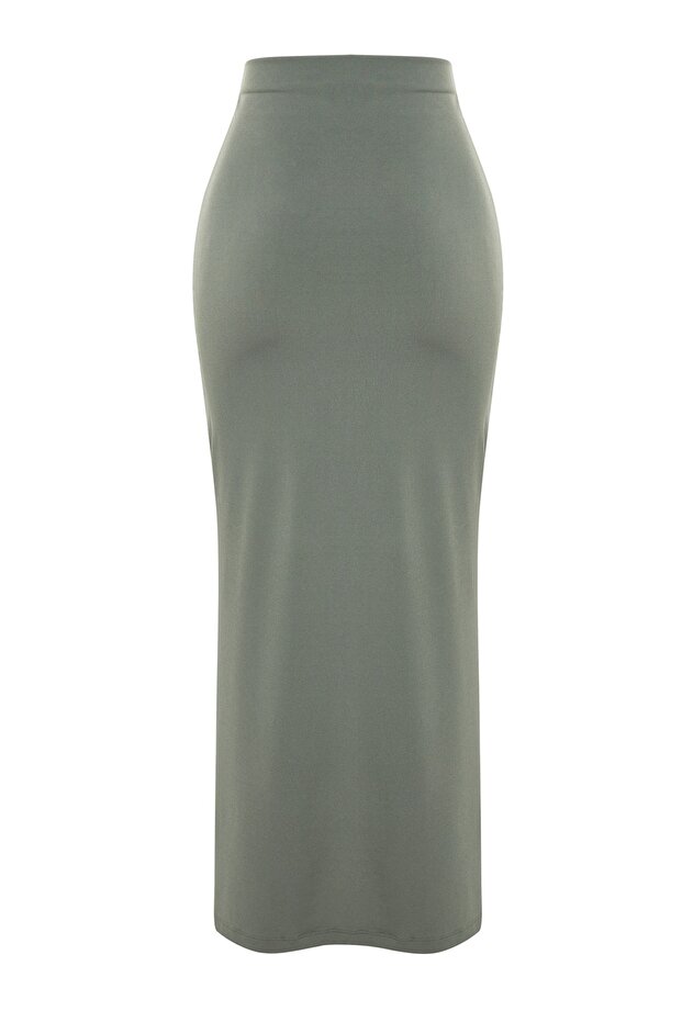 Haki Dokuma Maxi Plaj Etek TBESS23ET00021 - 6